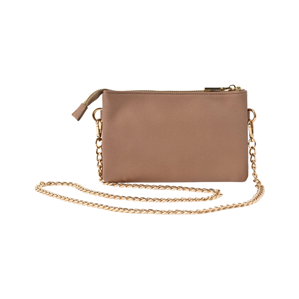 Belle Collection Multi-Gusset Side Bag with Chain Strap - MOCHA